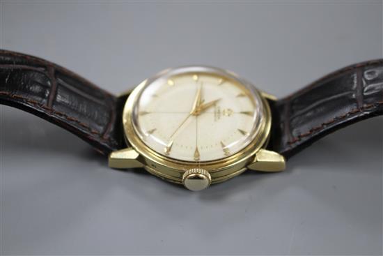 A gentlemans early 1950s 750 yellow metal Omega automatic wrist watch. movement c.354